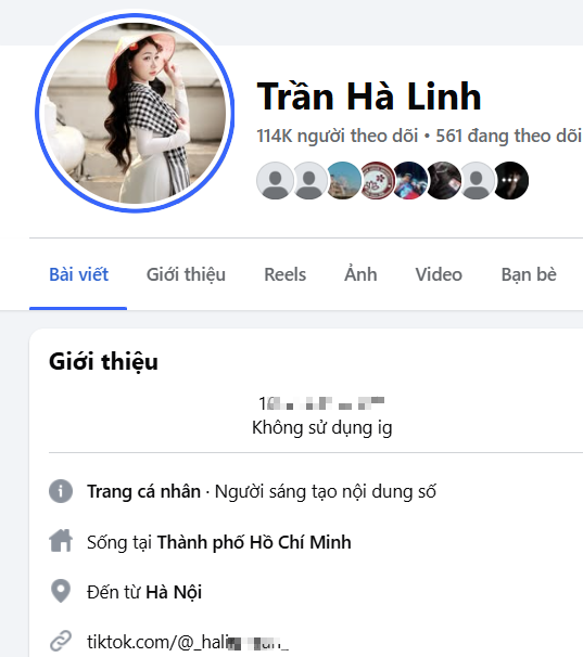 The Fake Trần Hà Linh Scam Behind Viral 'Sensitive' Videos 5 Official personal page.