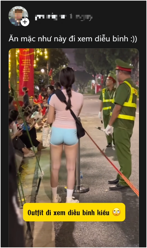 Young woman in gym clothes at parade rehearsal