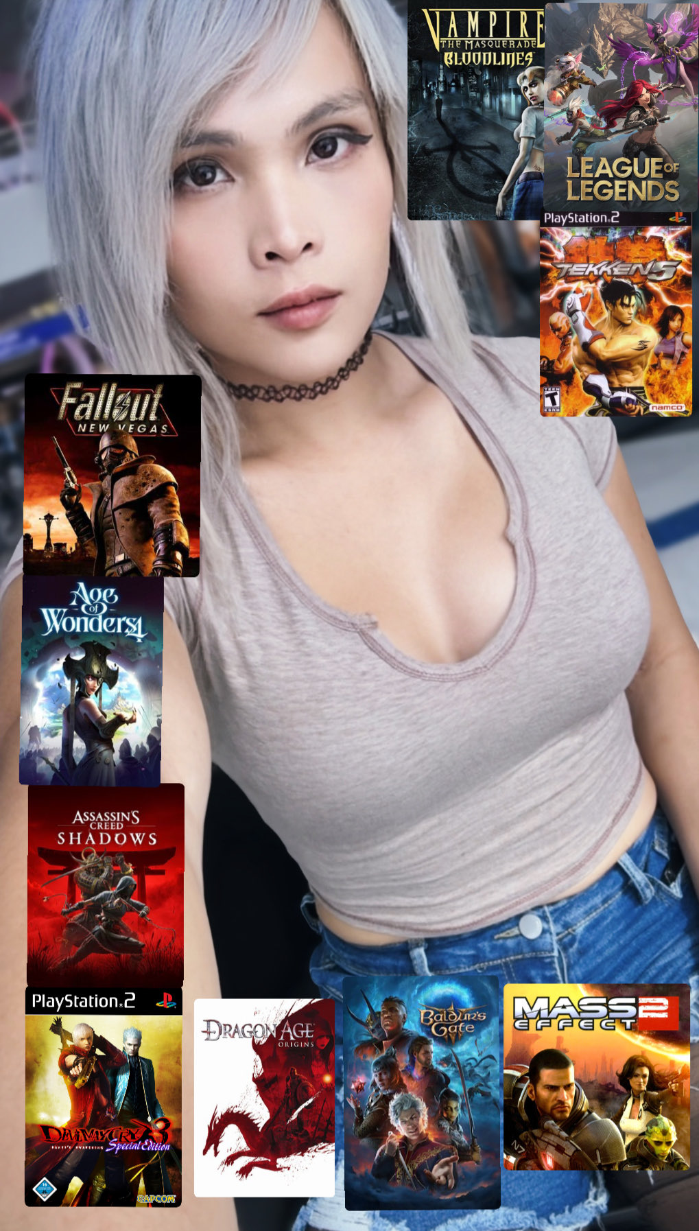 Gaming influencer with game covers