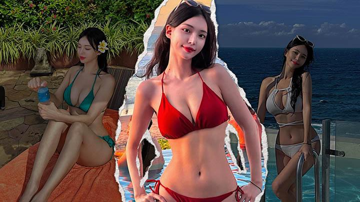 Travel YouTuber Lluvly posing at a luxury resort