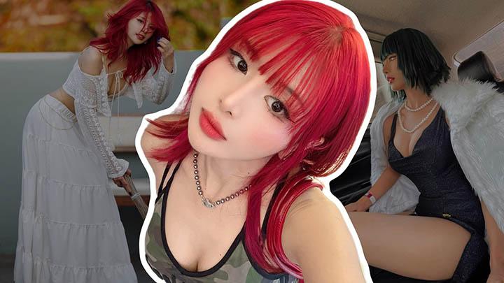 Cosplayer Charess posing as a homemaker