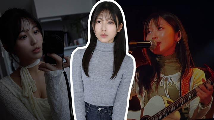 Nanase Tazune performing with guitar