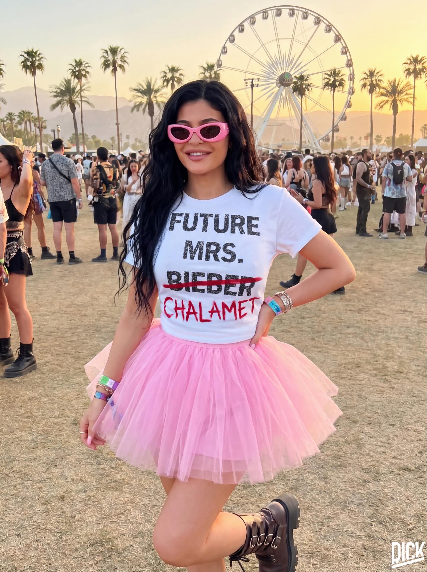 Did Kylie Jenner’s Breast Implant Rupture at Coachella? 10 Fans share a meme swapping the Future Mrs. Bieber shirt to Future Mrs. Chalamet.