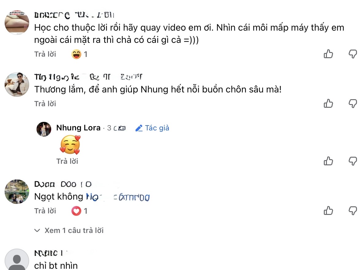 Nhung Lora reacting to comments
