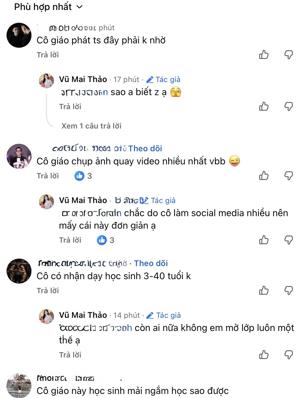 Vu Mai Thao smiling during a livestream