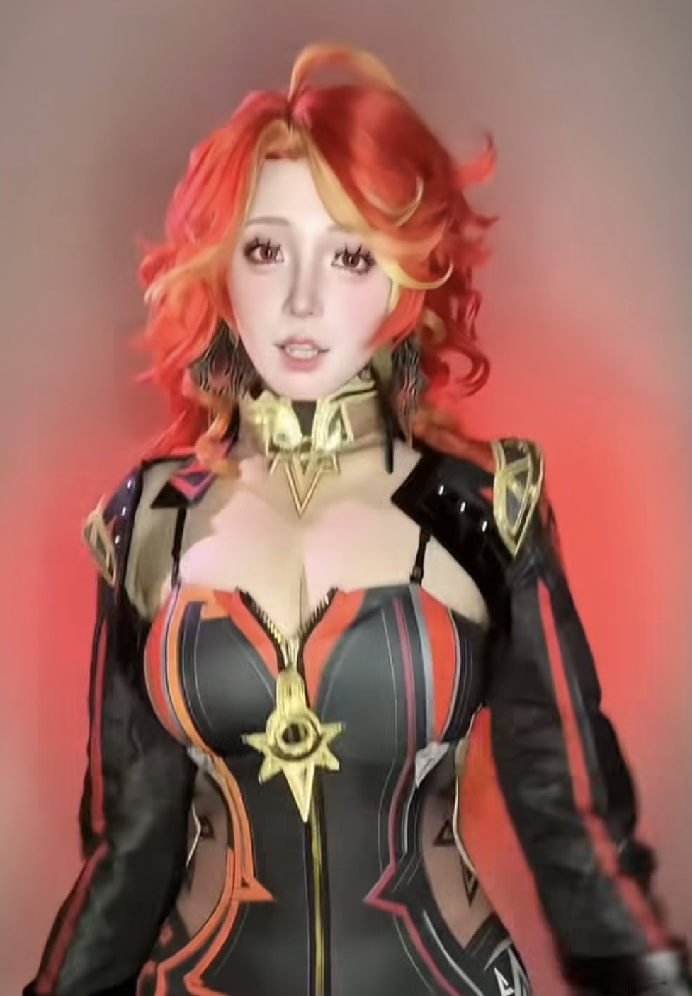 Cosplayer posing in character