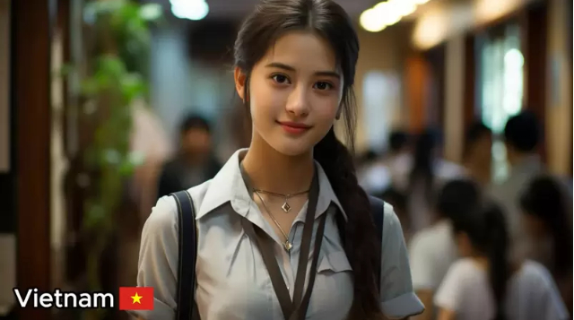 East Asian inspired AI schoolgirl