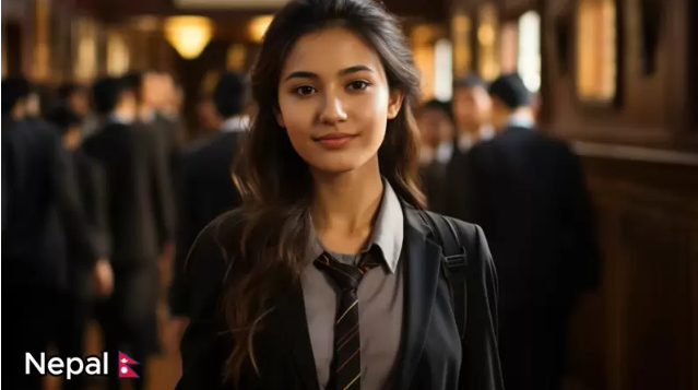 AI schoolgirl portrait from Asia