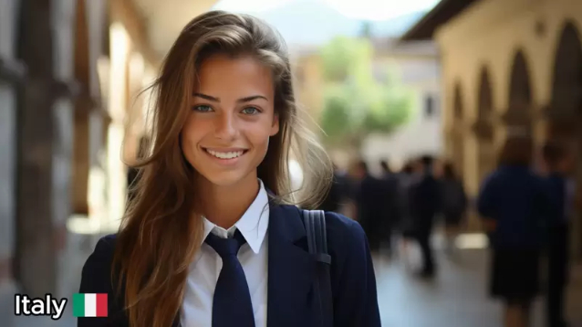 AI schoolgirl with East Asian features