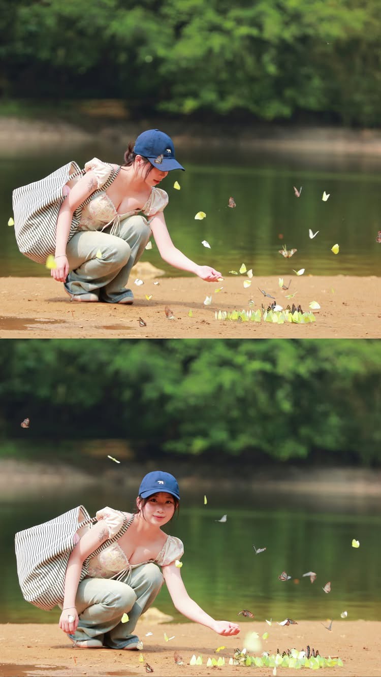 Girl in butterfly forest at Cuc Phuong National Park