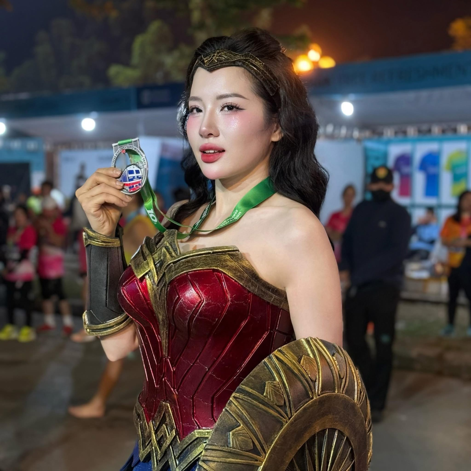 Loan Barbie as Wonder Woman running