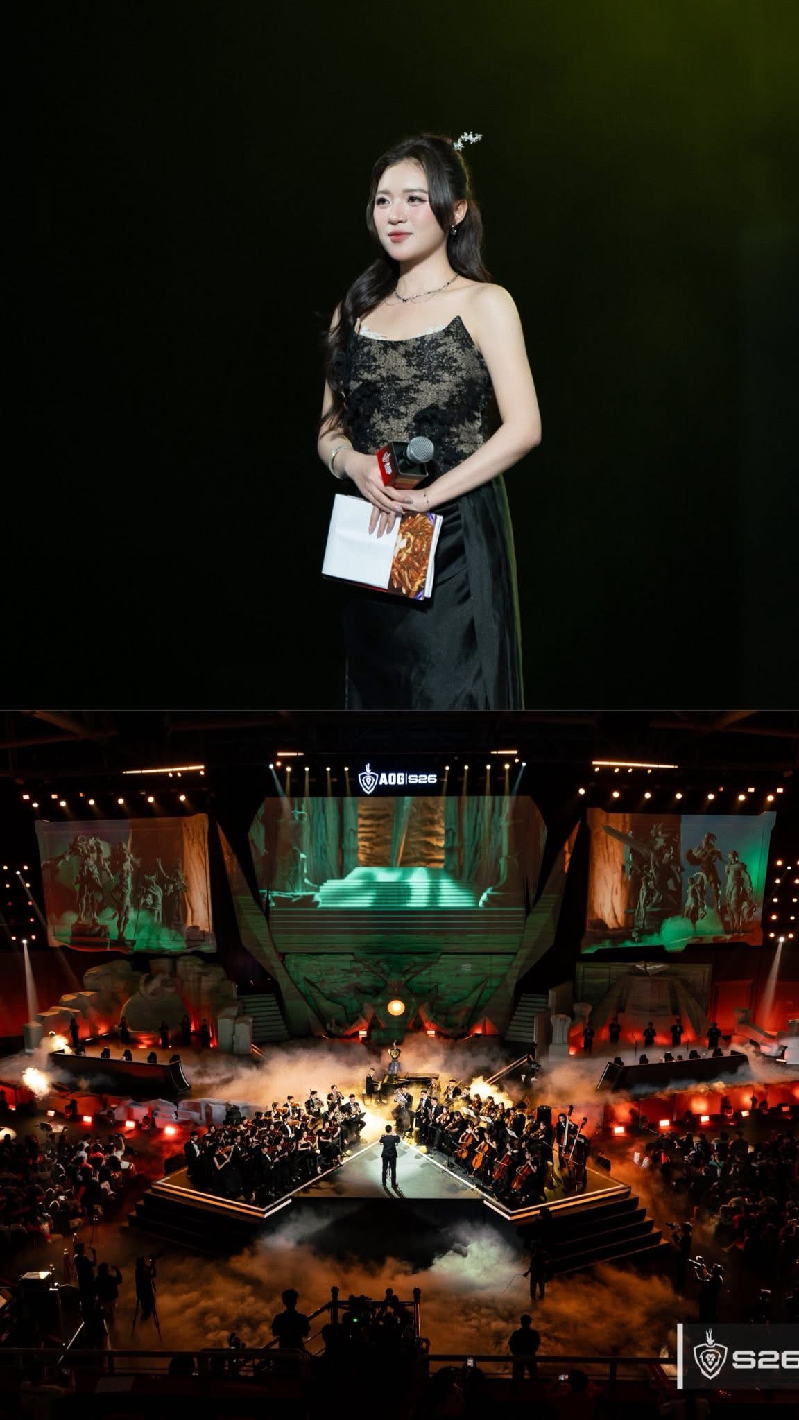 MC Phương Thảo Shines Despite 39-Degree Fever at Esports Final 1 MC Phương Thảo on stage at ĐTDV