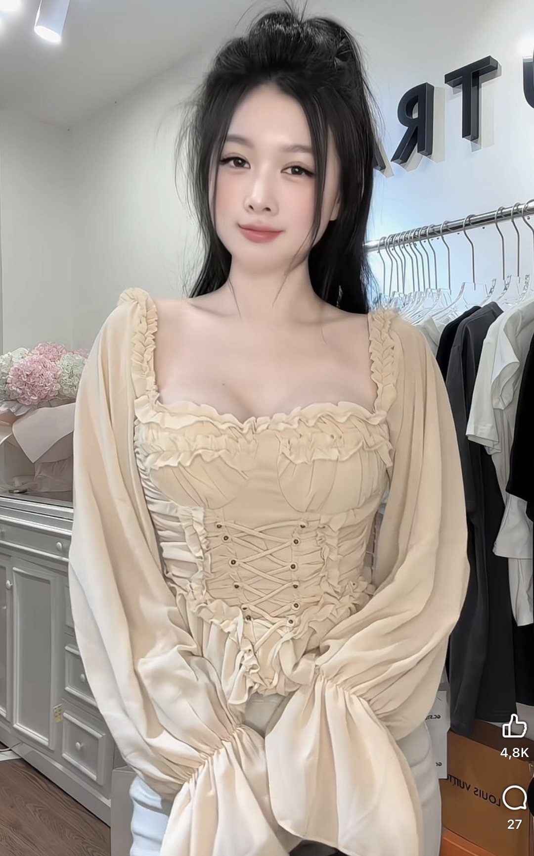 Pham Kieu Trang smiling in fashion shoot