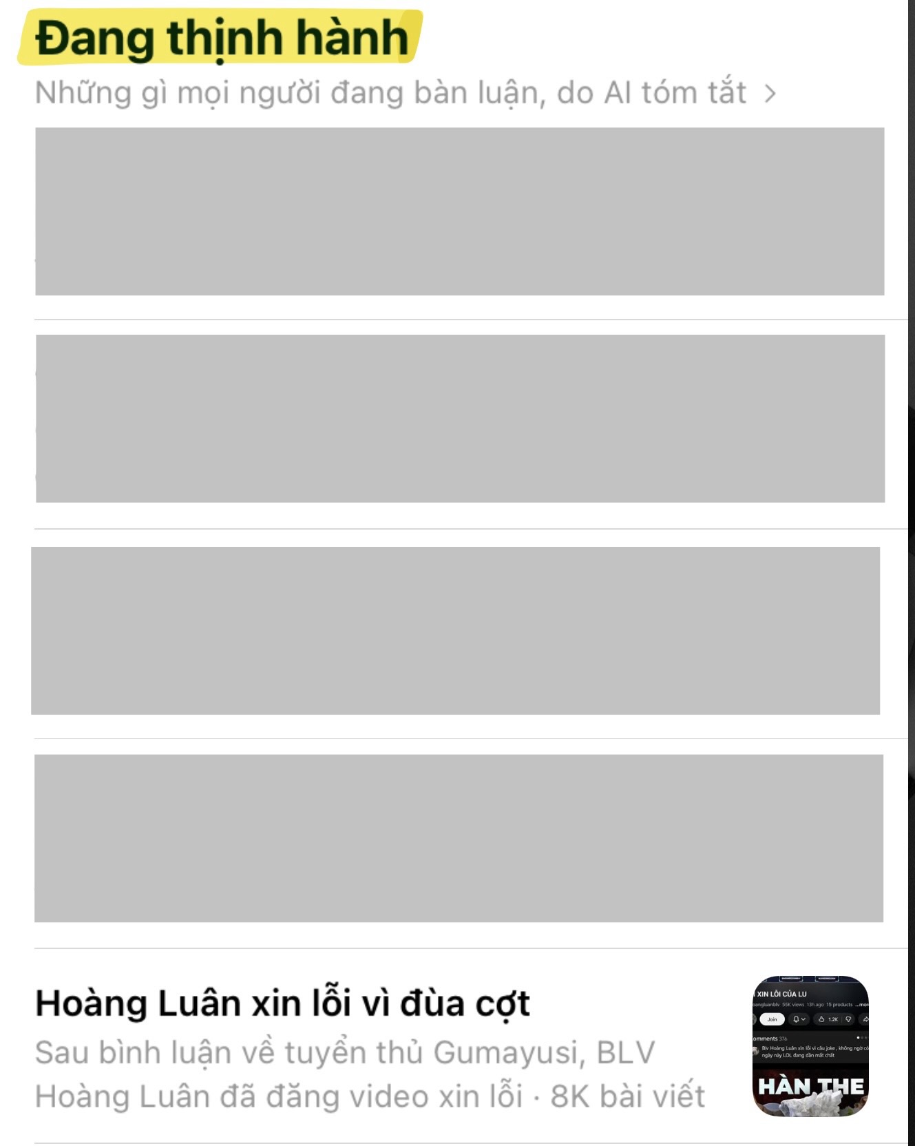 Hoàng Luân issuing apology