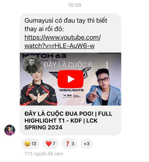 Screenshot of Hoàng Luân's private chat