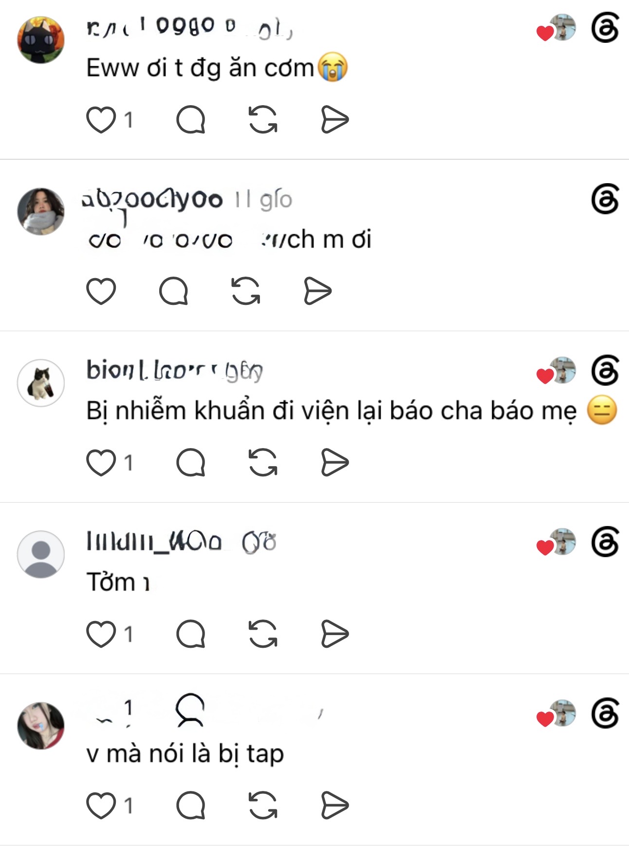 Comments reacting to cockroach eating video