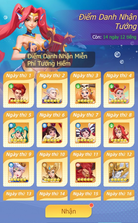 Thần Ma Arena daily login rewards