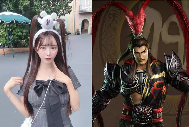 Japanese hot girl with Lu Bu inspired hairstyle