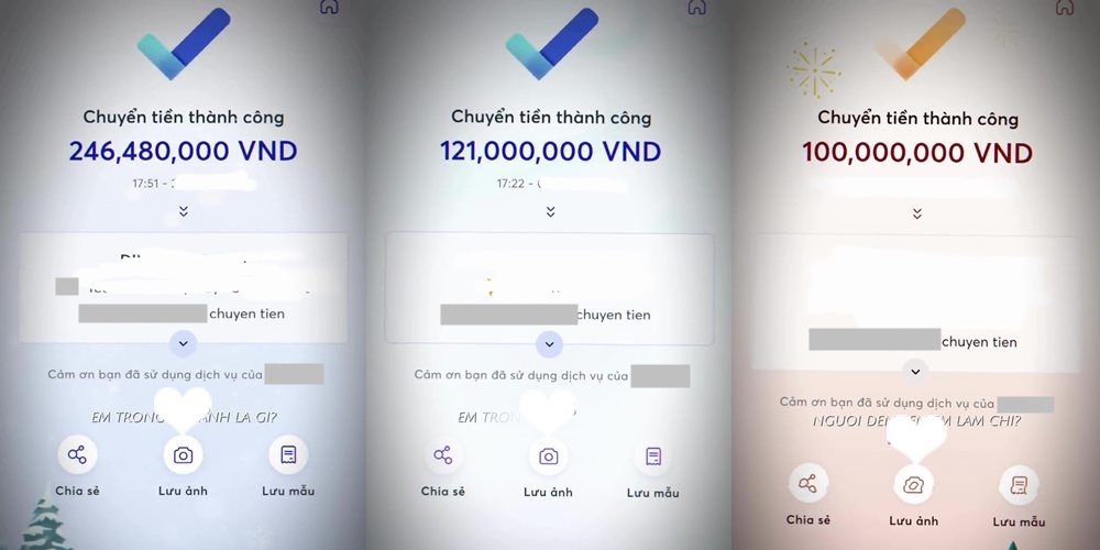 Some screenshots of the girl's money transfers