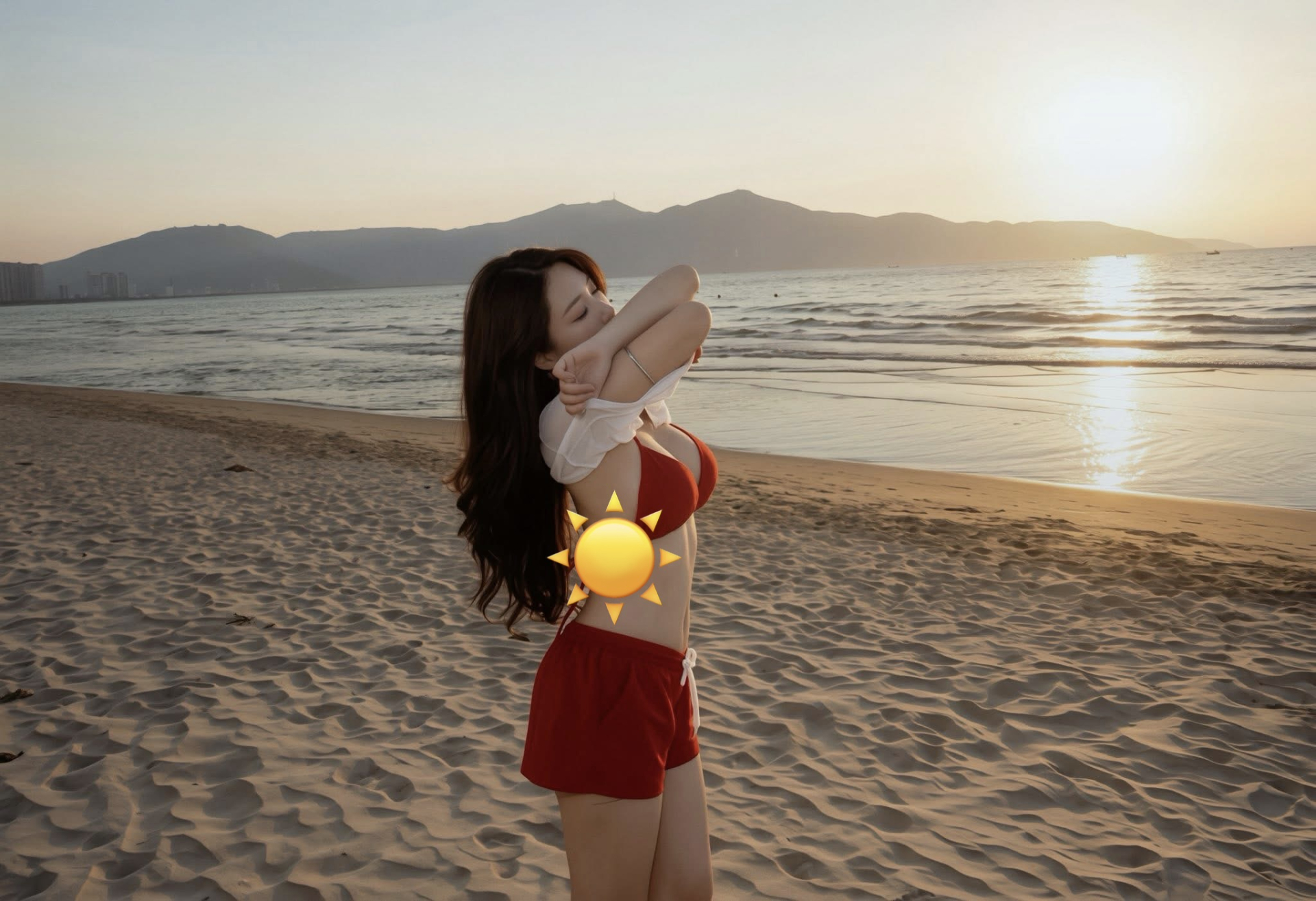 Esports Host Linh Nang Stuns Fans with Beach Bikini Photos 6 Linh Nang in red bikini and sheer top