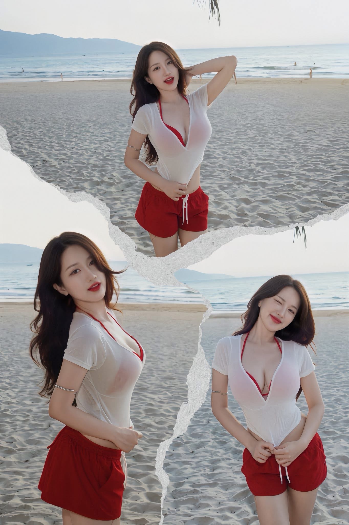 Esports Host Linh Nang Stuns Fans with Beach Bikini Photos 7 Linh Nang playful wink at beach