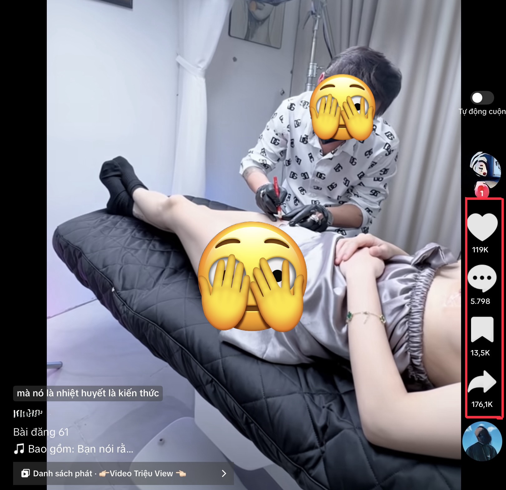 Tattoo artist working on intimate area
