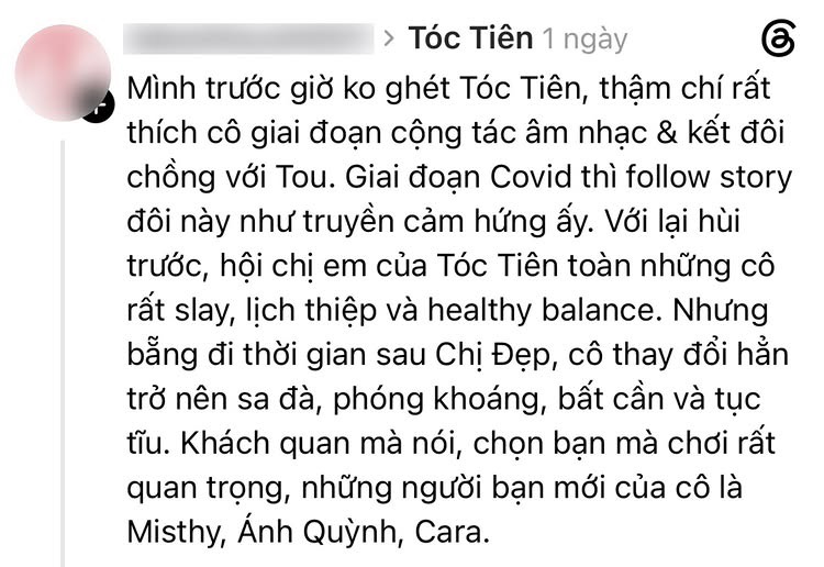 Tóc Tiên confidently responding to critics