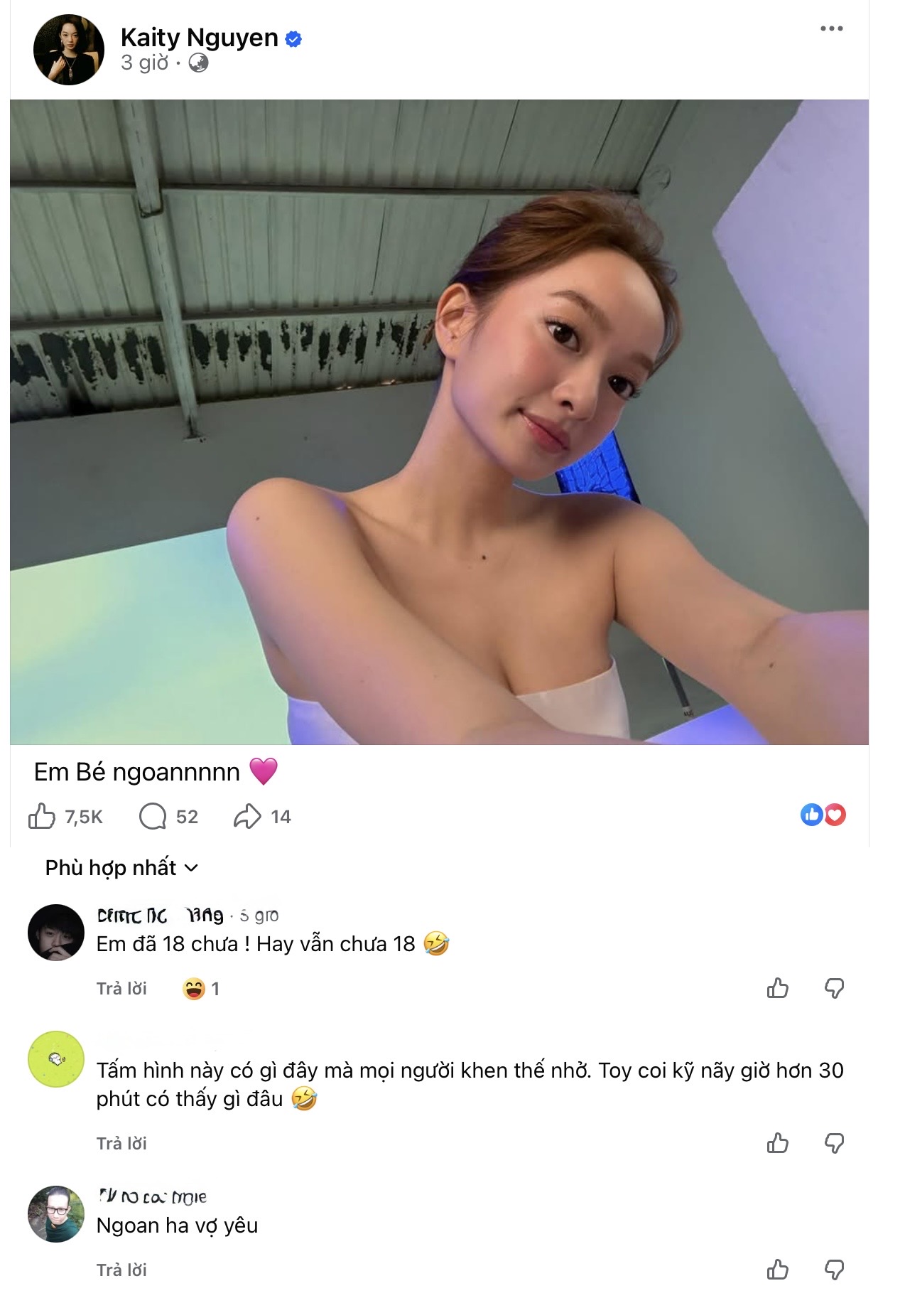 Kaity Nguyễn in a fitted neutral-toned top
