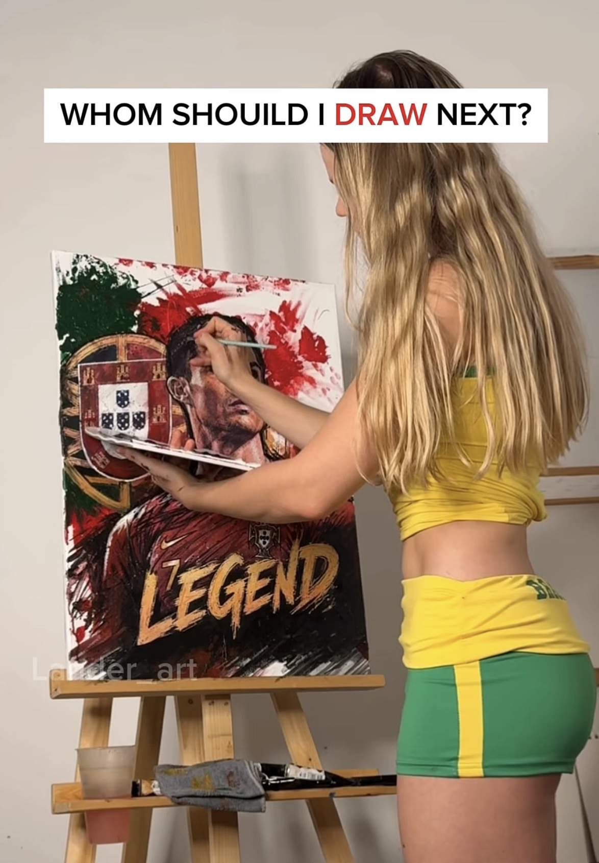 Artist Lander_art Paints Ronaldo Portrait Using a Soccer Ball 6 Finished Ronaldo portrait by Lander_art