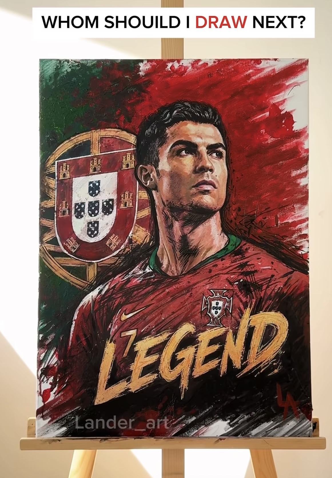 Artist Lander_art Paints Ronaldo Portrait Using a Soccer Ball 8 Lander_art asking fans for next portrait ideas