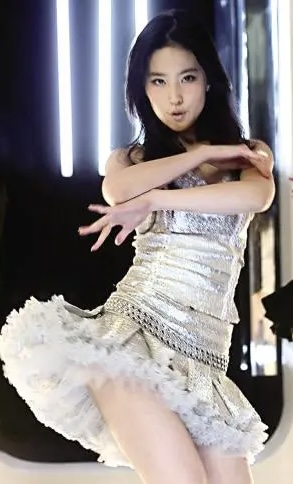 Liu Yifei in silver mini dress