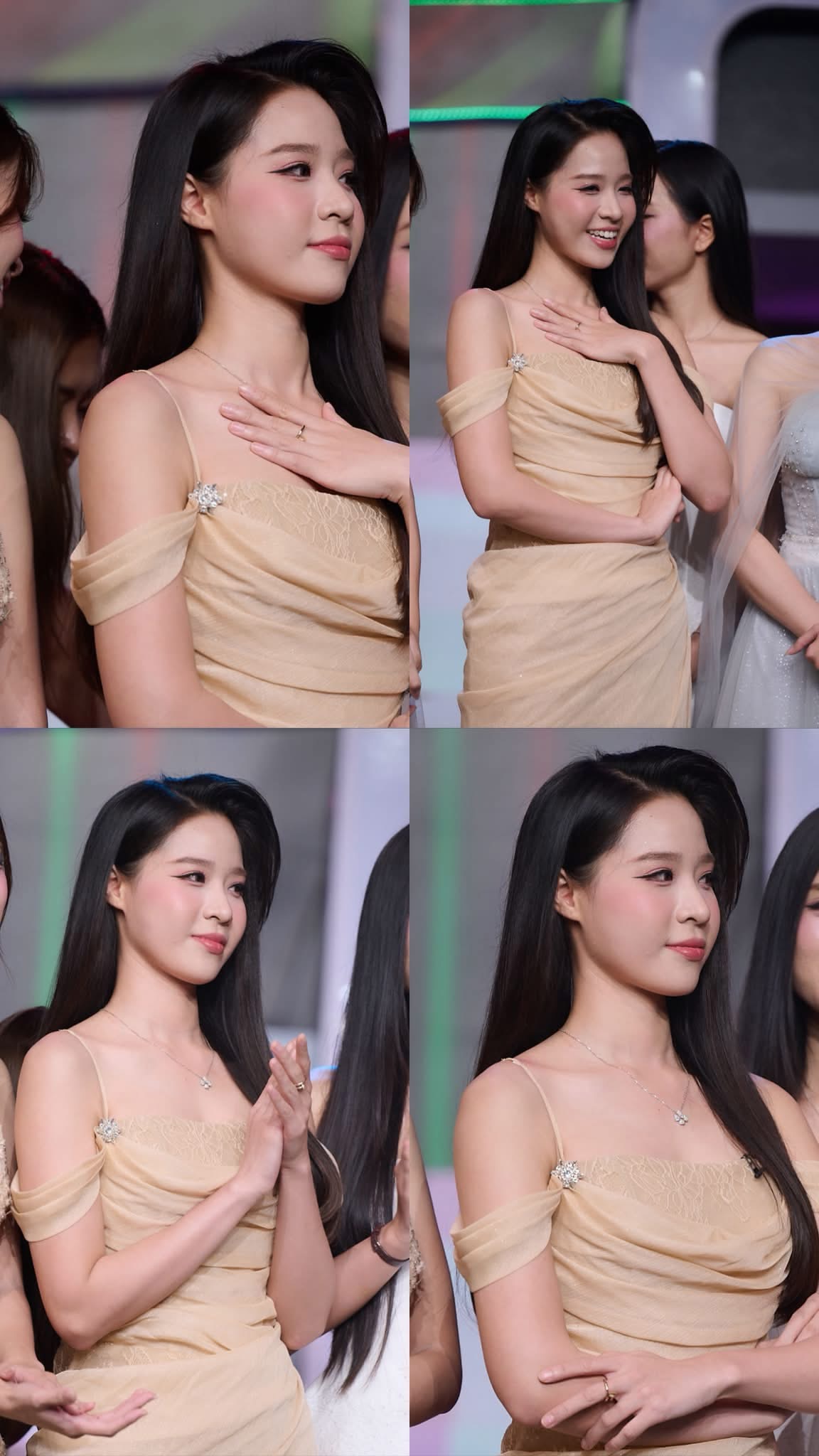 Nguyễn Hoàng Bảo Châu in beige dress at World Cup 2026 event