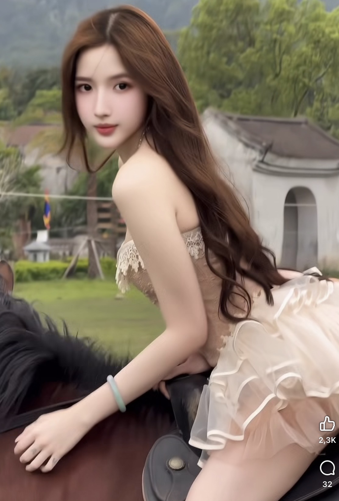 Young Woman’s Horse Riding Clip Sparks Deep Nostalgia 5 Woman riding horse with confident gaze