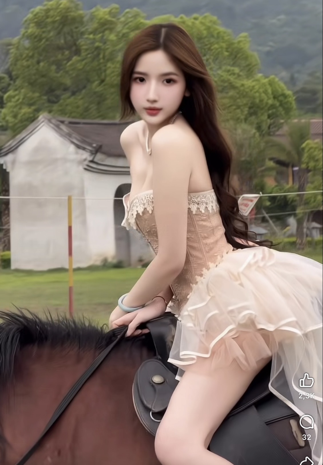 Young Woman’s Horse Riding Clip Sparks Deep Nostalgia 4 Young woman on horseback in open field