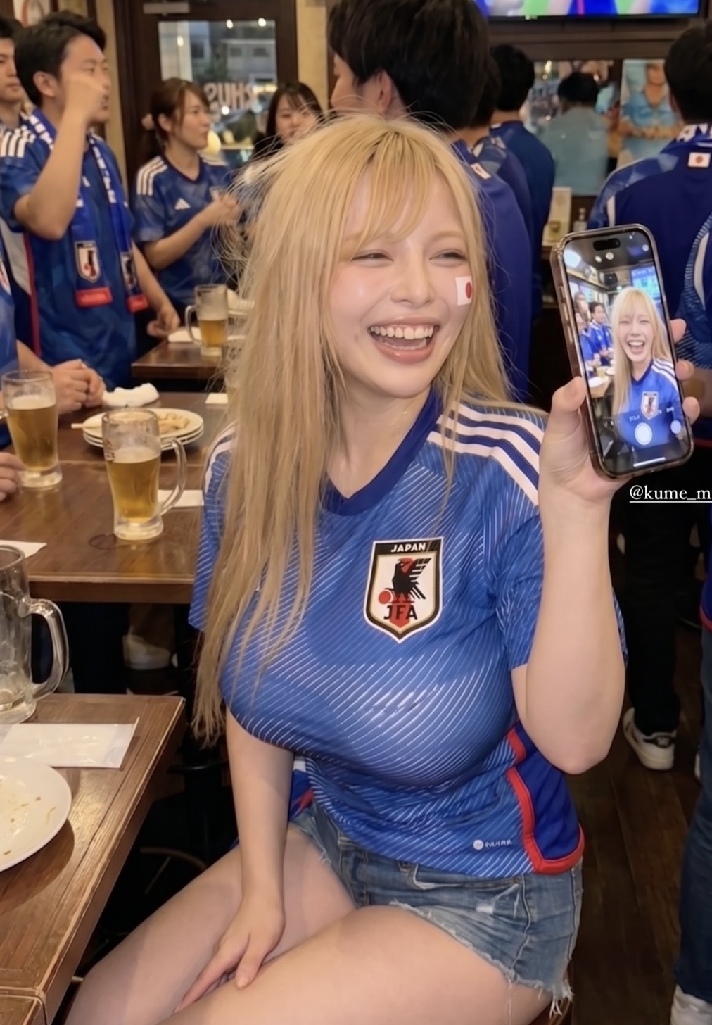 Japanese Fan Steals Spotlight Despite Team's World Cup Exit 11 Kume Miyan smiling in the crowd