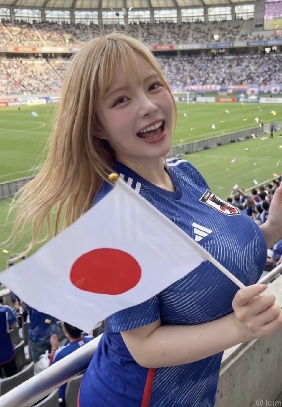 Japanese Fan Steals Spotlight Despite Team's World Cup Exit 8 Kume Miyan joyful in the stands