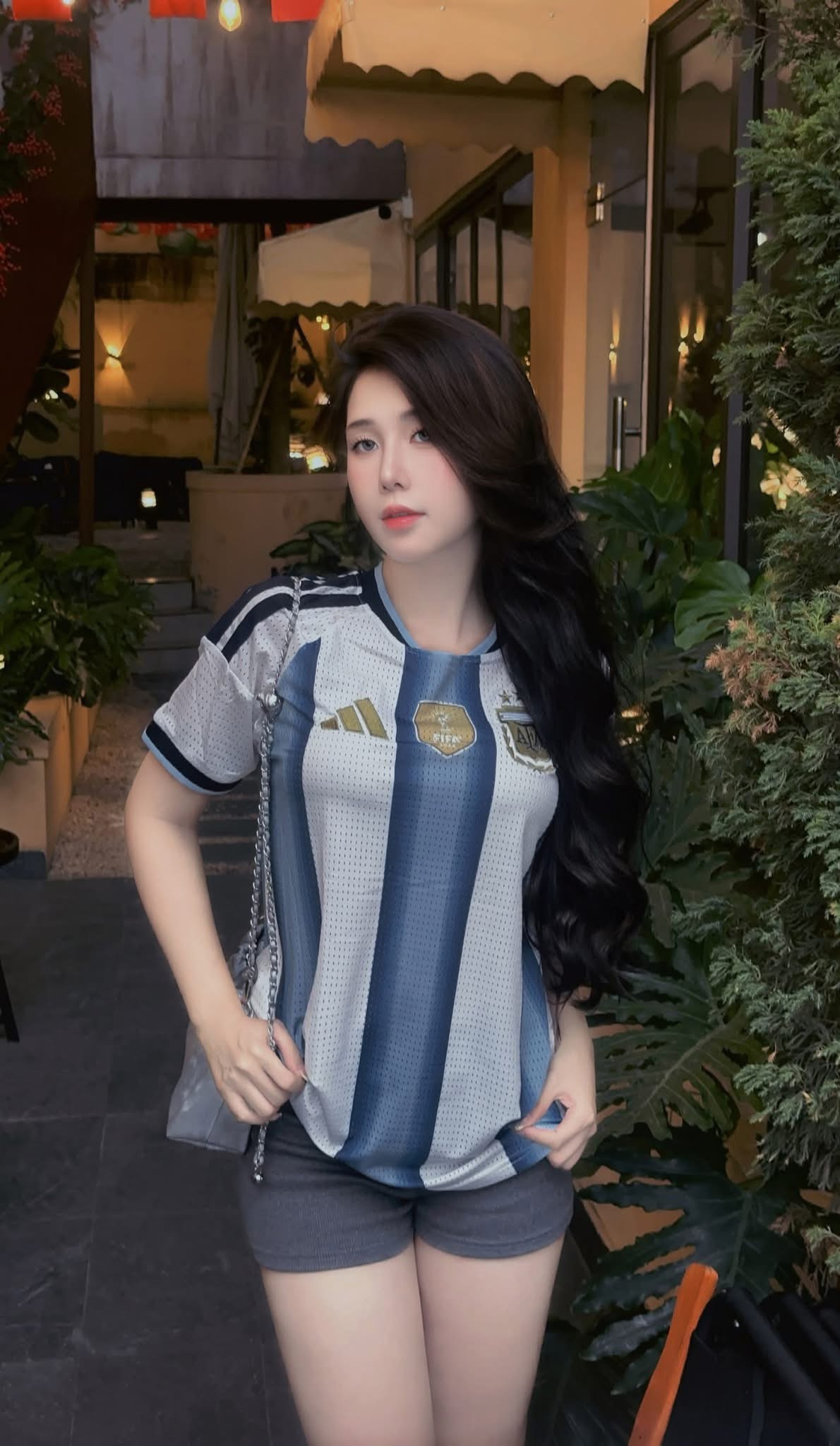 Actress from 'The Chairman' Rocks Argentina Jersey as a Casual Fan 1 Actress wearing Argentina football jersey
