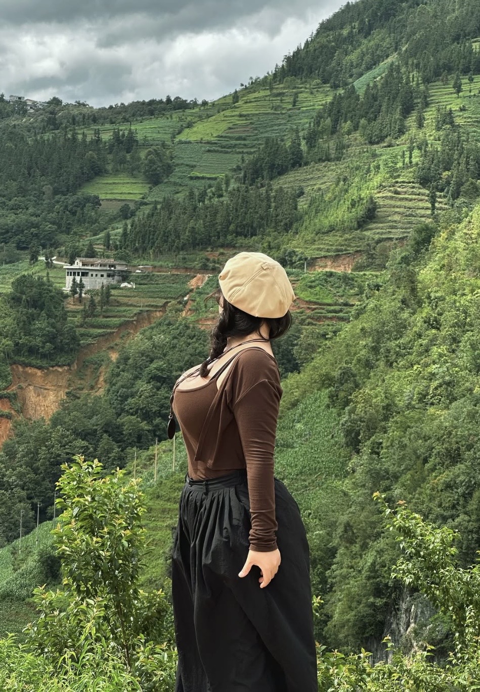 Hotel Management student in traditional village setting