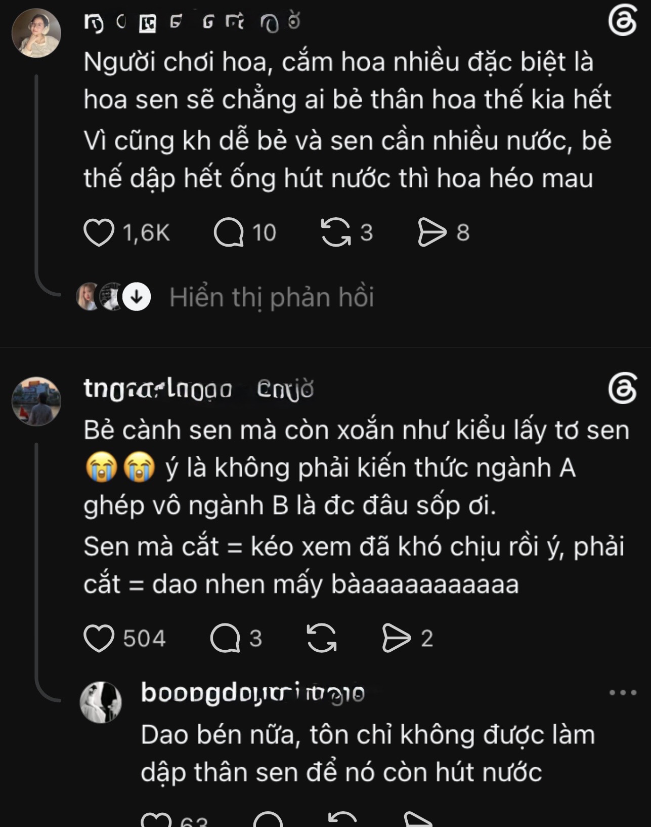 Le Bong twisting lotus stems