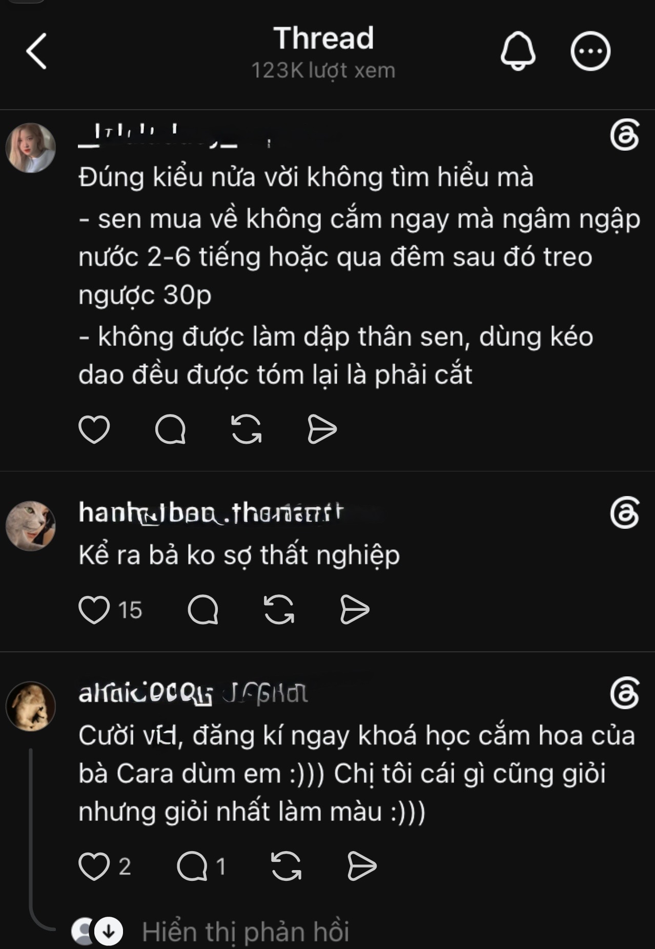 Le Bong handling lotus flowers