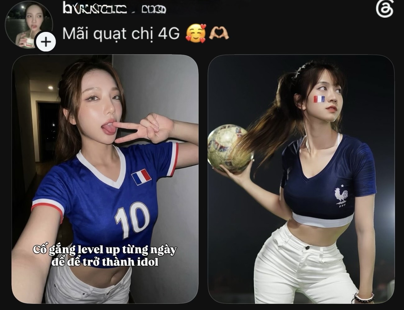 Football fan girl in sporty outfit