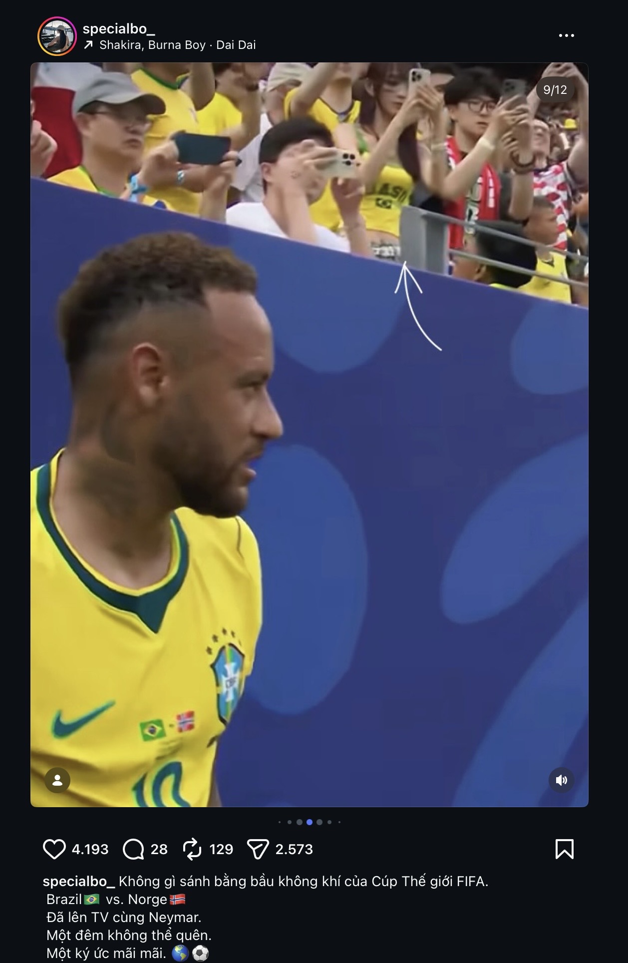 Cosplayer Specialbo_ Shares Rare Moment with Neymar on Live TV 1 Cosplayer specialbo_ spotted behind Neymar in stadium stands