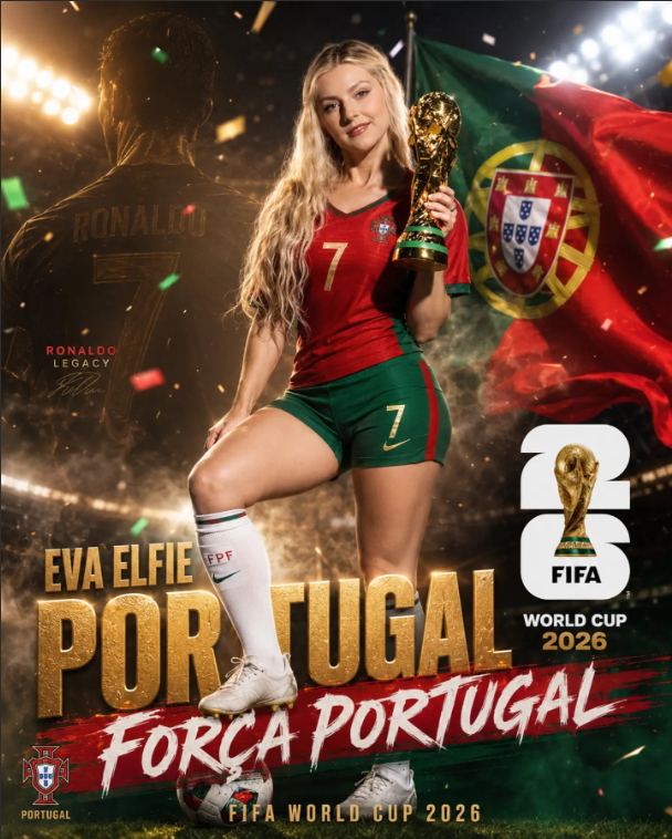 Eva Elfie Turns Heads with Sexy Ronaldo World Cup Support 3 Eva Elfie showing support for Cristiano Ronaldo